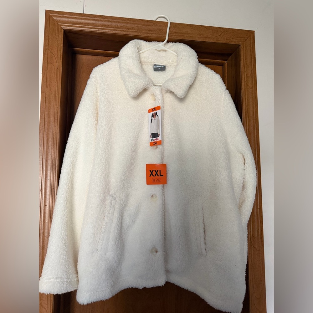 32 Degrees‎ Cream Fleece Button Front Jacket NWT